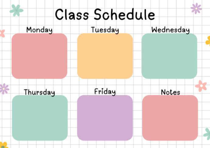 Joyful Cute Colorful Class Schedule Template For Students And Kids   Postcard