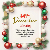 Joyful December Birthday Card  Logo template