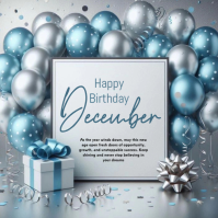 Joyful December Birthday Card  Logo template