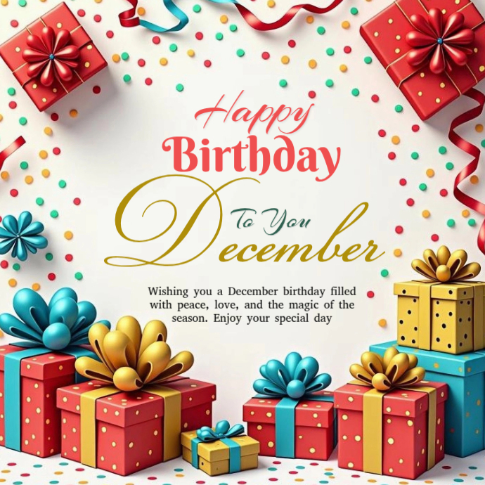 Printable December Card Copy of Joyful December Birthday Card Logo | PosterMyWall