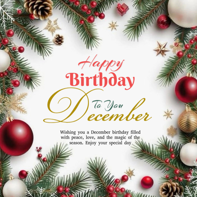 Plantilla de Joyful december birthday card logo | PosterMyWall