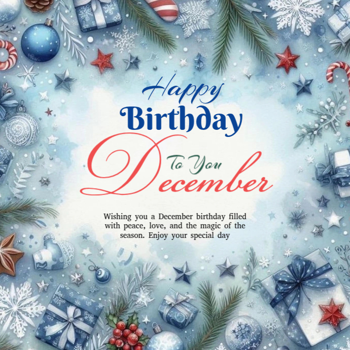 Printable December Card Joyful December Birthday Card Logo Template | PosterMyWall