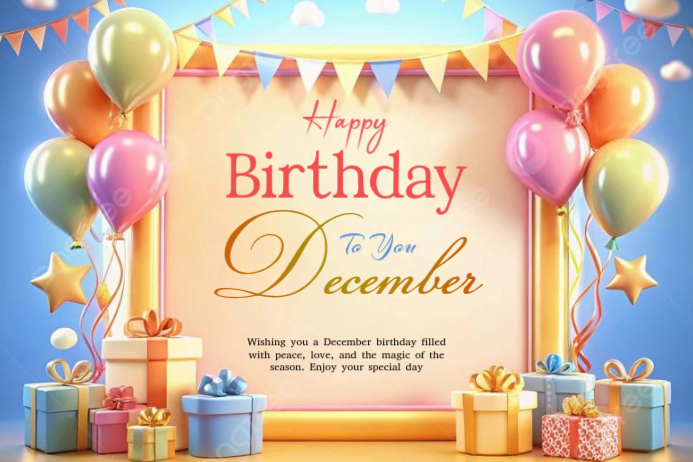 Joyful December Birthday Cards Label Template | PosterMyWall
