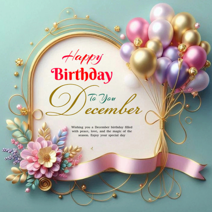 Abstract December Card Joyful December Birthday Cards Logo Template | PosterMyWall