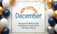 Joyful December Birthday Cards  Tag Cartellino template