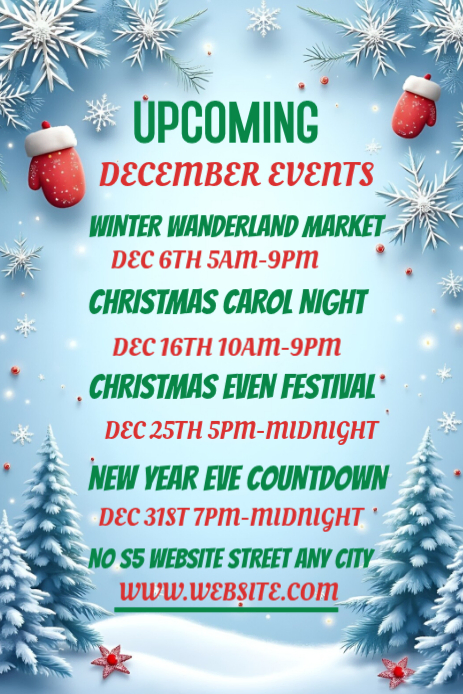 Plantilla de Joyful December Events Calendar Pinterest Graphic ...