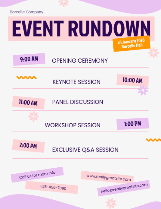 Modèle Joyful Decorative Company Event Rundown List Template (Us Letter ...