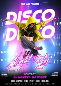 Joyful Disco Night Party Video Flyer A6 template