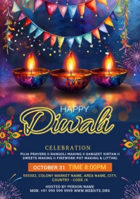 Joyful Diwali Celebrations Flyer  A1 template