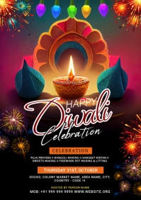Joyful Diwali Celebrations Flyer A3 template