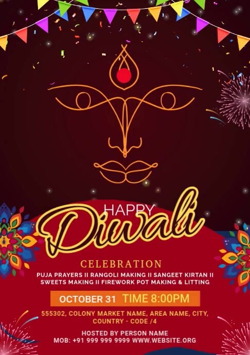 Joyful Diwali Celebrations Flyer A3 template
