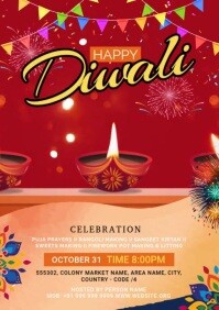 Joyful Diwali Celebrations Flyer A5 template