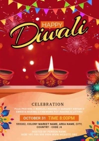 Joyful Diwali Celebrations Flyer A5 template