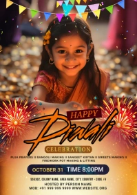 Joyful Diwali Celebrations Flyer A5 template
