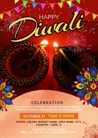 Joyful Diwali Celebrations Flyer A6 template