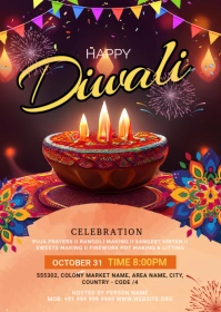 Joyful Diwali Celebrations Flyer A6 template