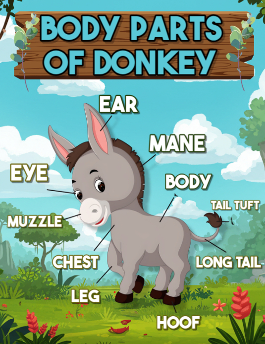 Copy of Joyful Donkey Anatomy for Kids | PosterMyWall