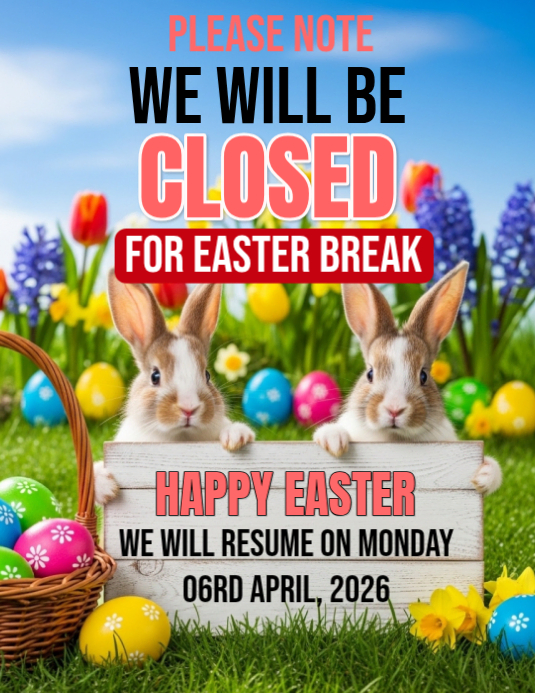 Joyful Easter Closure Announcement Flyer Template | PosterMyWall