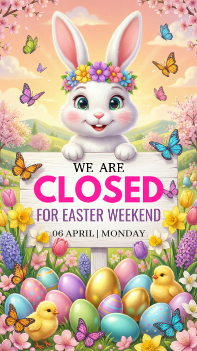 Joyful Easter Closure Announcement Instagram Story Template | PosterMyWall