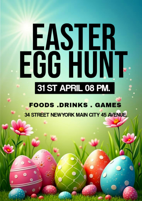 Modello Joyful Easter Egg Hunt A4 | PosterMyWall