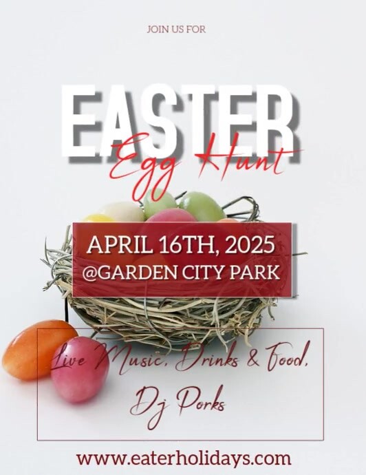 Joyful Easter Egg Hunt Poster Flyer (us Letter) template