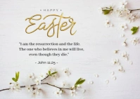 Joyful Easter Message- I Am The Resurrection, Greeting Card And Best Wishes  Postcard template