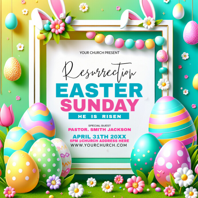 Joyful Easter Sunday Party Instagram Post Template | PosterMyWall
