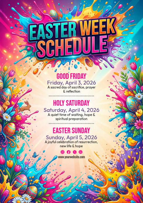Easter Week Timetable Copy of Joyful Easter Week Schedule A5 | PosterMyWall