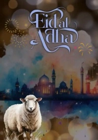 Joyful Eid Adha Greetings Card  A4 template