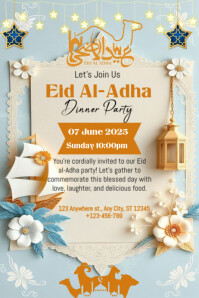 Giallo Eid Al-Adha Dinner Party Плакат Template