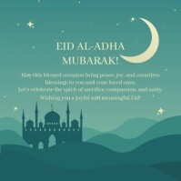 Turquoise Joyful Eid Al Adha Instagram Post Publicación de Instagram Template
