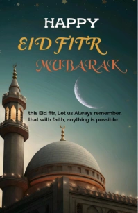 Joyful Eid Fitr Mubarak  Half Page Wide template