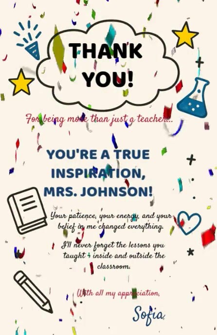 Joyful Elegant Casual Script Font For Teacher Appreciation Designs Tabloid template