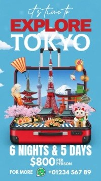 Blue Tokyo Travel Promotion Instagram Story Template
