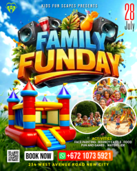 Joyful Family Fun Day out activities kids play zone children bouncy castle social media promotion Ev Instagram Portrait template