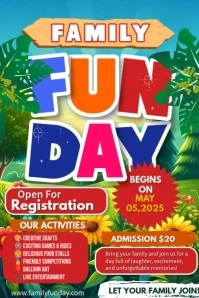 Joyful Family Funday  Poster template
