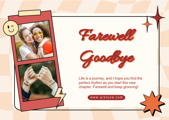 Joyful Farewell/cream/red/scrapbook/illustrative/message/design/retro/text/card/joy Postcard Poskaart template