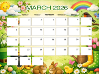 Joyful march Calendar 2026 Presentation template
