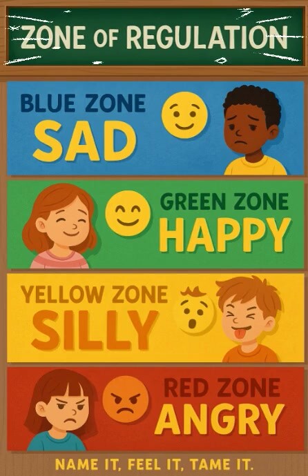 Joyful Feeling Colors – Zones Of Regulation Chart For Kids Tabloid ...