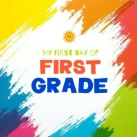Joyful First Day Of Grade School Kids Tag Poster Banner Flyer Share Card  Instagram Post template