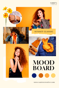 Joyful Floral Collage Fashion Mood Board Poster template