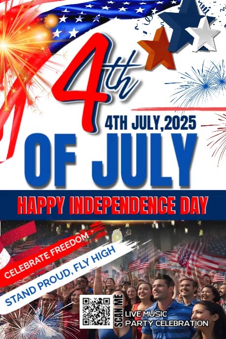 Joyful Free Editable 4th Of July Party Poster – Usa Independence Celebration Poster template
