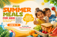 White Free Summer Meals for Kids Plakat Template