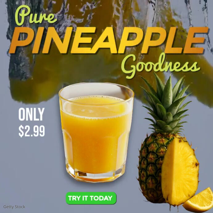 Joyful Fresh Pineapple Juice Commercial – Tropical & Refreshing Beverage Ad Instagram Post Wpis na Instagrama template
