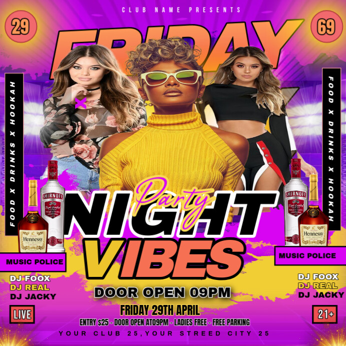 Copy of Joyful Friday Vibes Night Party Flyer Instagram Post | PosterMyWall