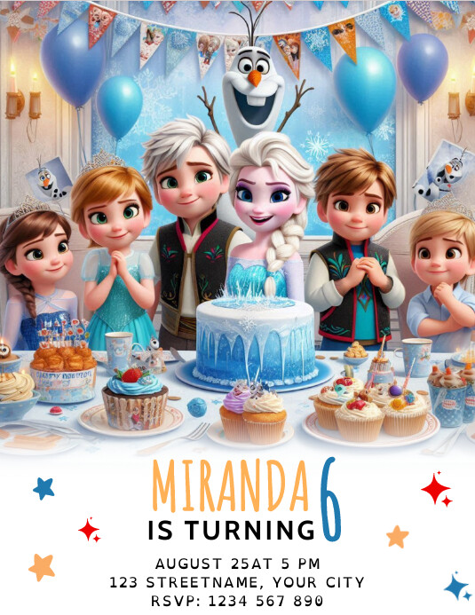 Joyful Frozen Birthday Invitation Flyer (us L template