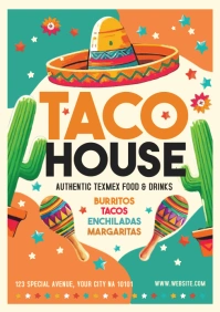 Joyful Funny Taco House Mexican Food Poster A A4 template