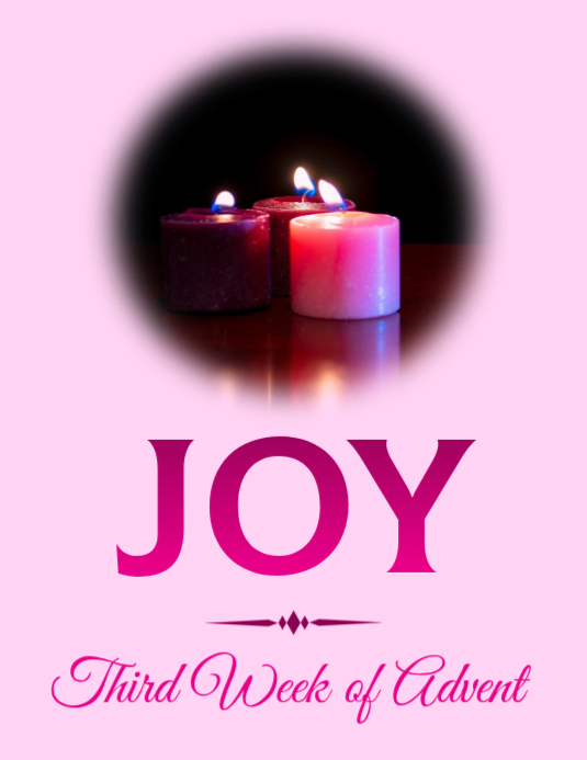 Joyful Gaudete Sunday Third Week Of Advent Joy Candle Blessed Advent Church Poster Social Media Flye Flyer (US Letter) template