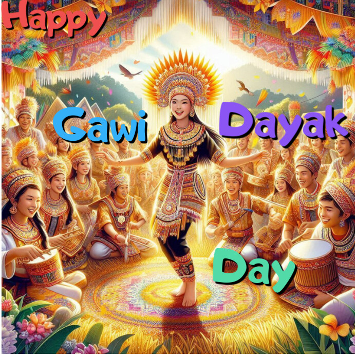 Joyful Gawi Dayak Day  Instagram Post template