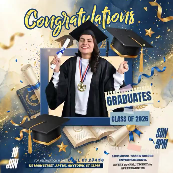 Joyful graduation celebration instagram post video Template | PosterMyWall